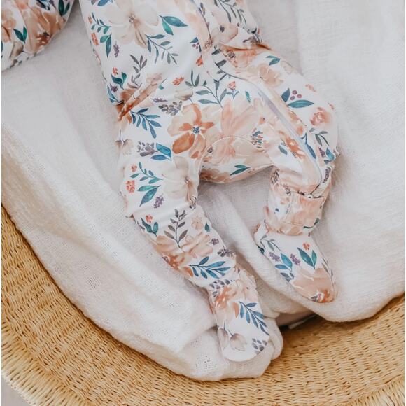 Copper Pearl Autumn Print 2-Way Zip-Up Footie and Headband Bow - Picture 5 of 10